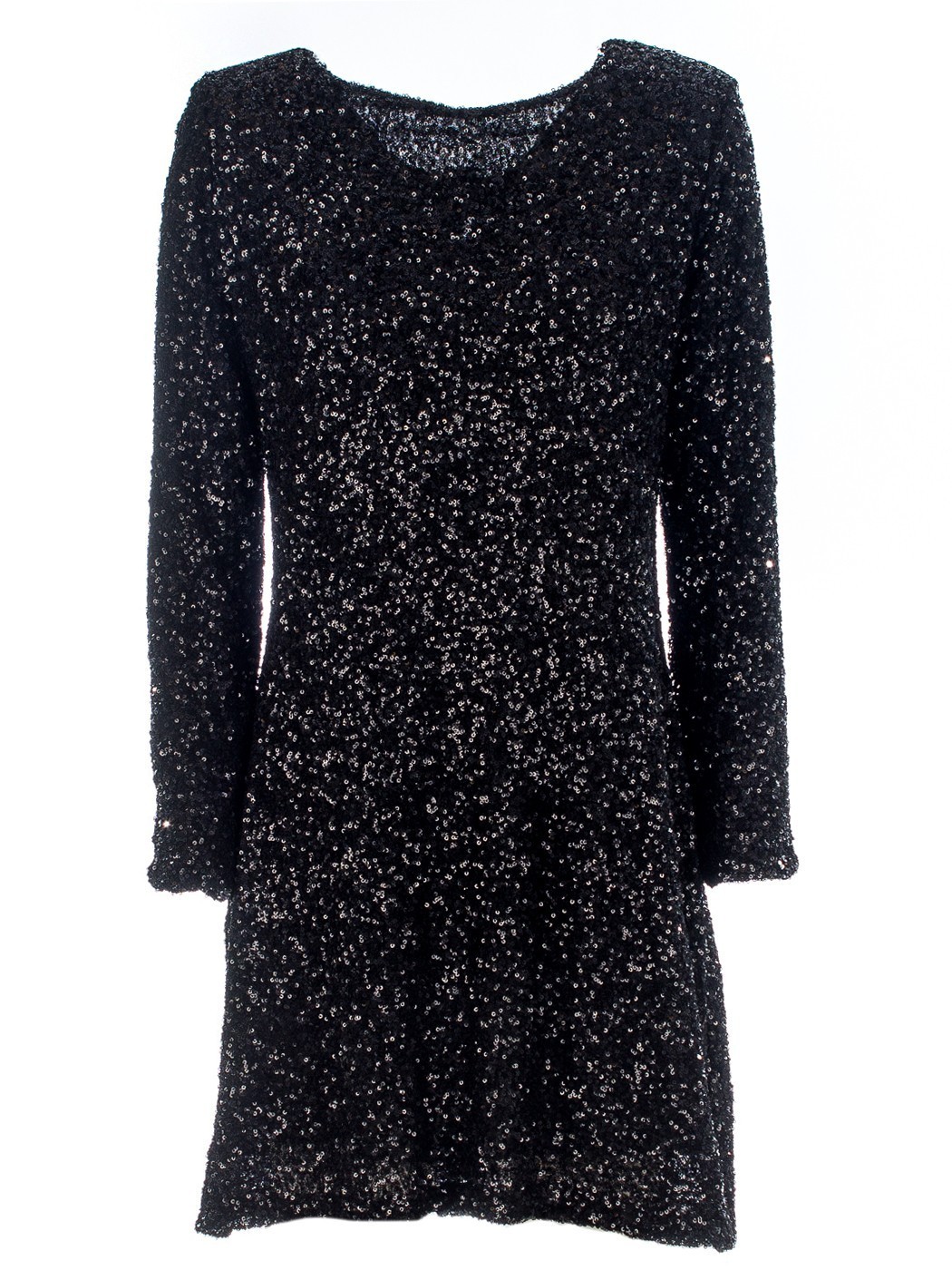 ABITO CORTO PAILLETTES CON FIOCCO, 2 TG  - BLACK